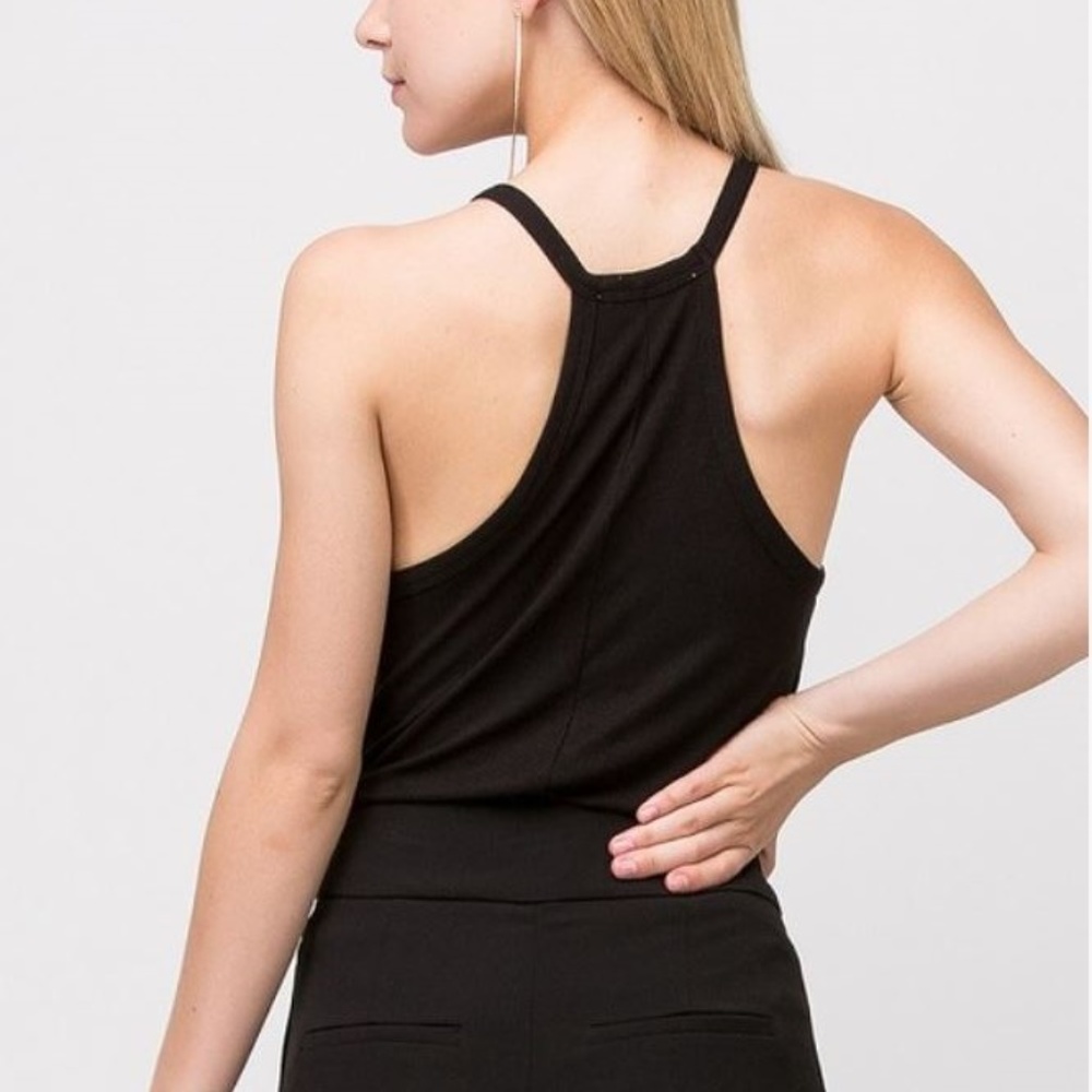 Ribbed V Neck Racerback Tank Top - Picture 2 of 2